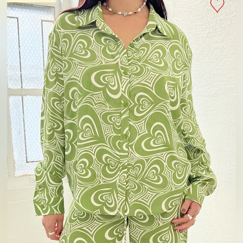 Lisa Says Gah Bailey Lounge top, Wild Hearts Green, 3XL